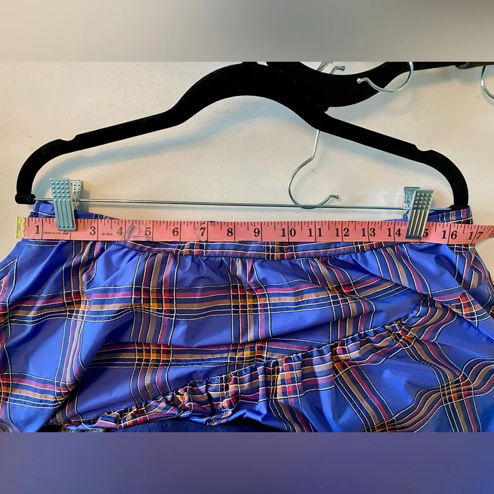 Anthropologie Maeve blue plaid tiered ruffle taffeta bubble skirt - Picture 5 of 5
